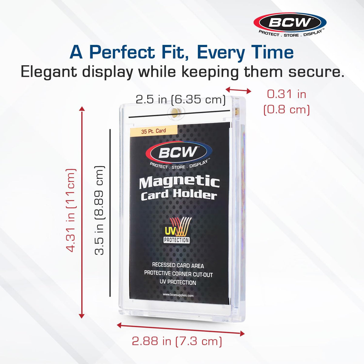 BCW holder showing reinforced arrowhead corners for protection
