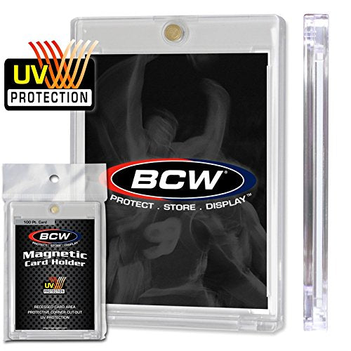 BCW magnetic card holder UV-protection display case preserves card condition.