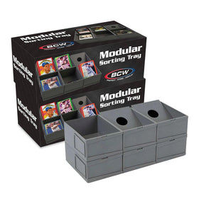 BCW Modular Card Sorting Tray 2ct open-grid demonstrates adjustable cells for flexible sorting