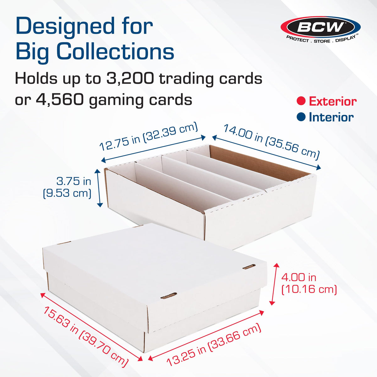 BCW Monster Box external dimensions shown for space planning.