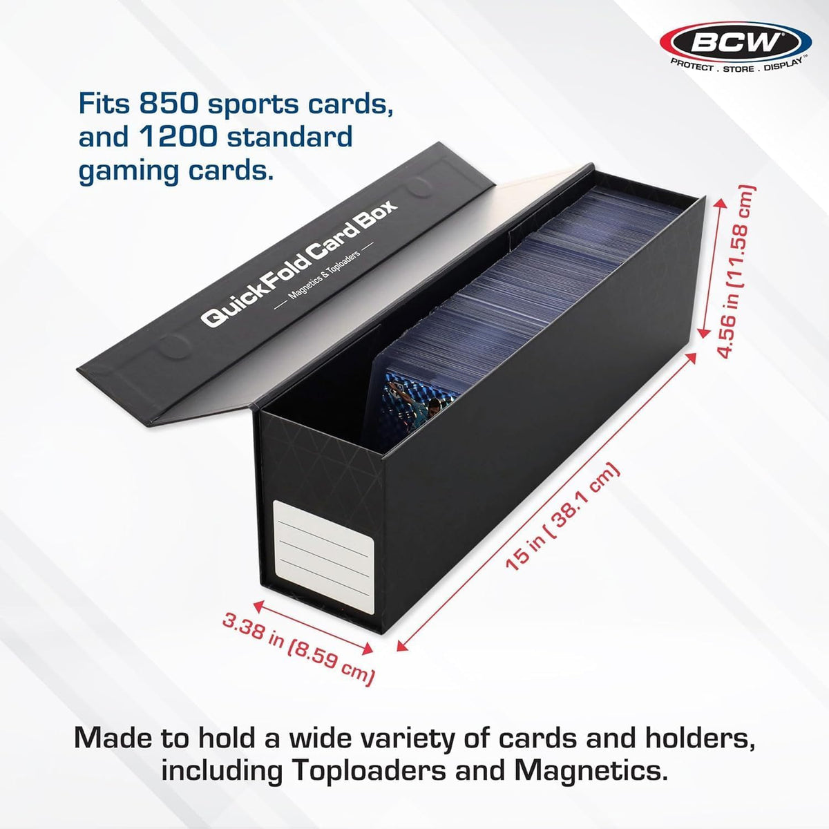 BCW QuickFold assembly box shown in peel-and-fold setup.