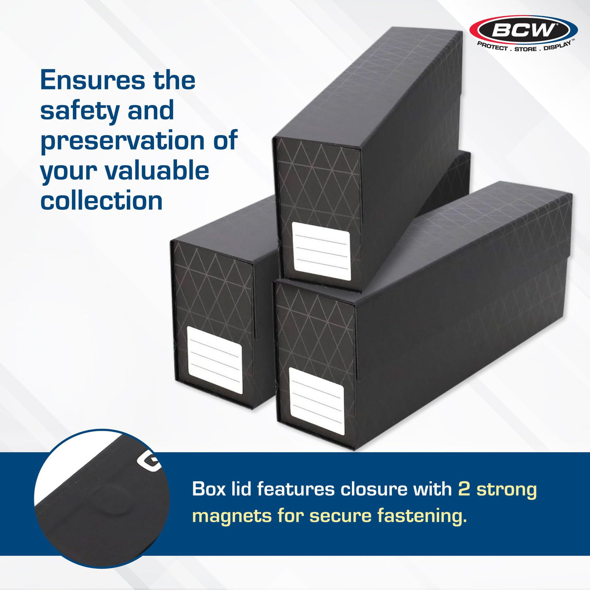 Glossy black BCW QuickFold design adds premium display appeal.