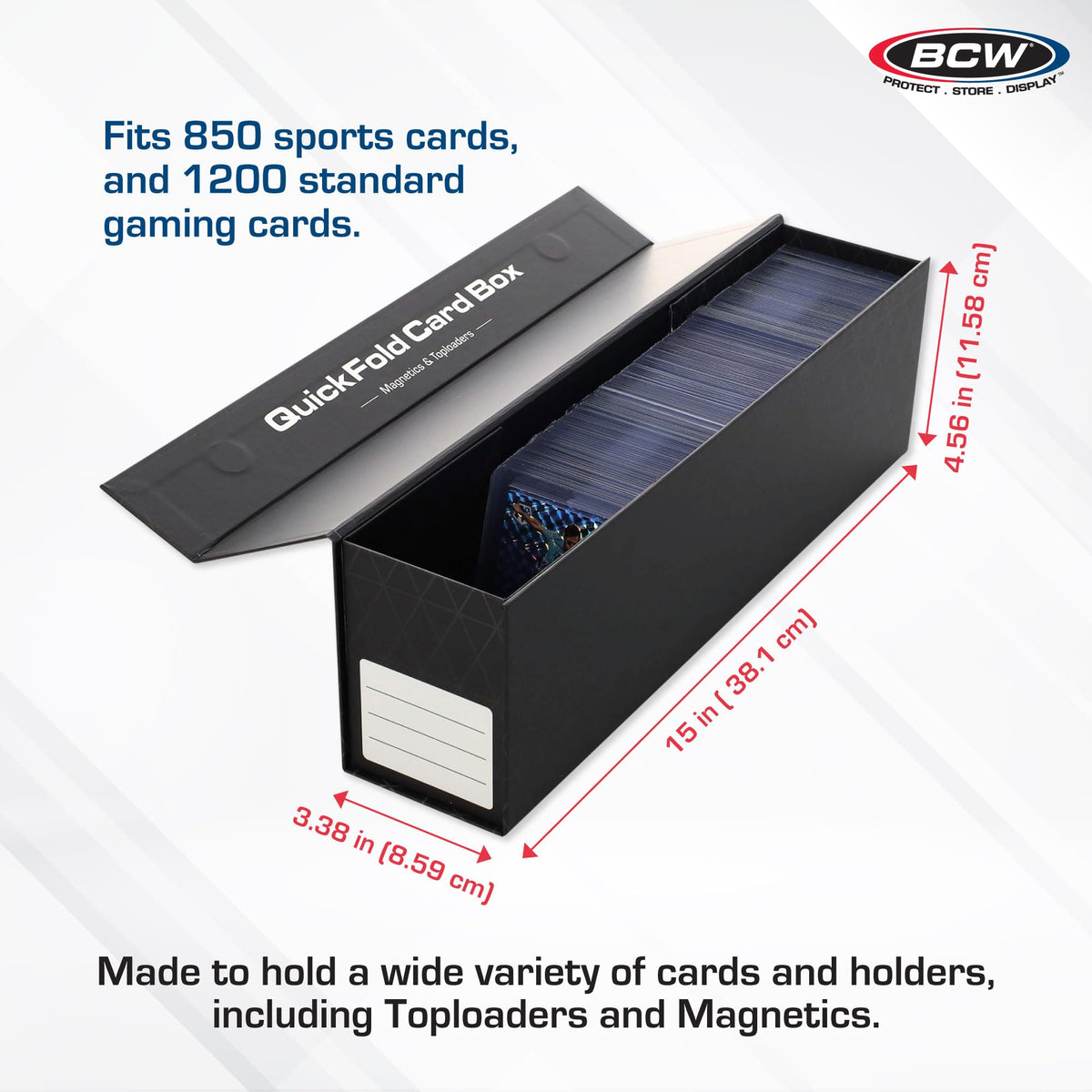 BCW QuickFold magnetic-toploader closure demonstrates strong seal during transport