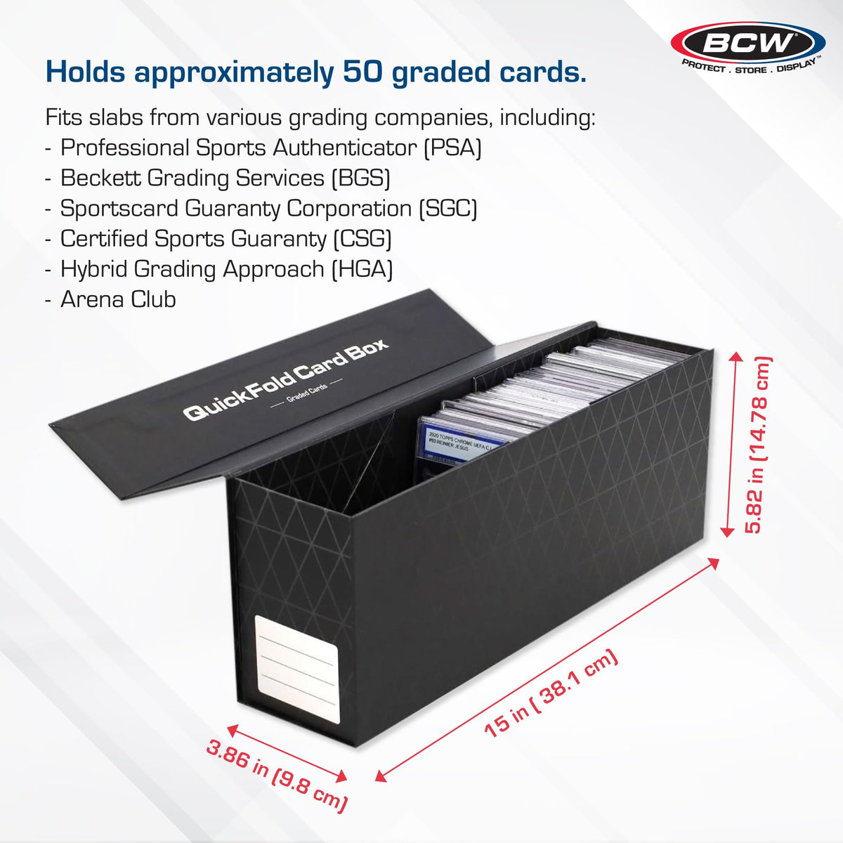 Close-up of magnetized lid on BCW QuickFold box for secure closure.