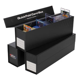 BCW QuickFold magnetic toploader box front view for secure card storage