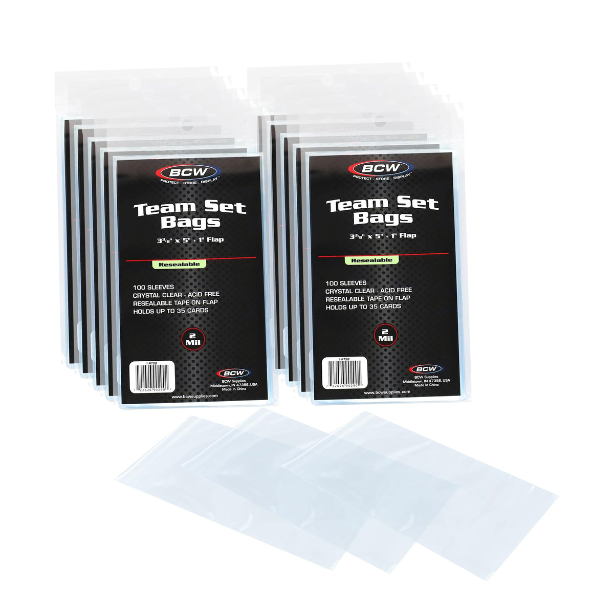 BCW resealable team bags 1000-count for secure card storage and mailing