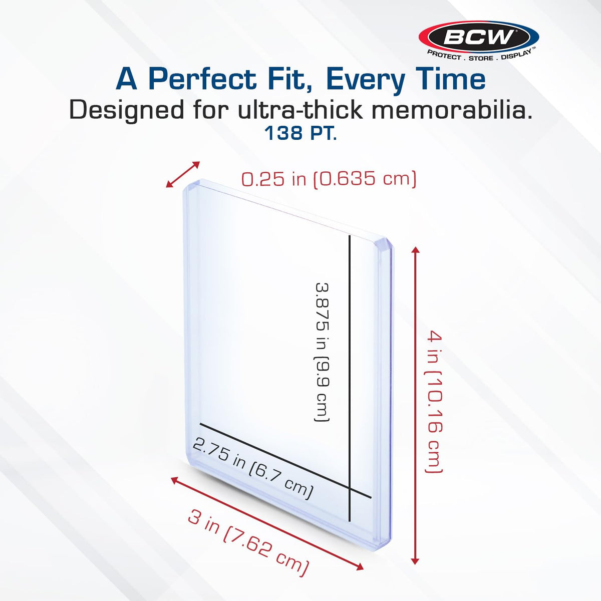BCW rigid PVC Topload material shields cards from dust and scratches.