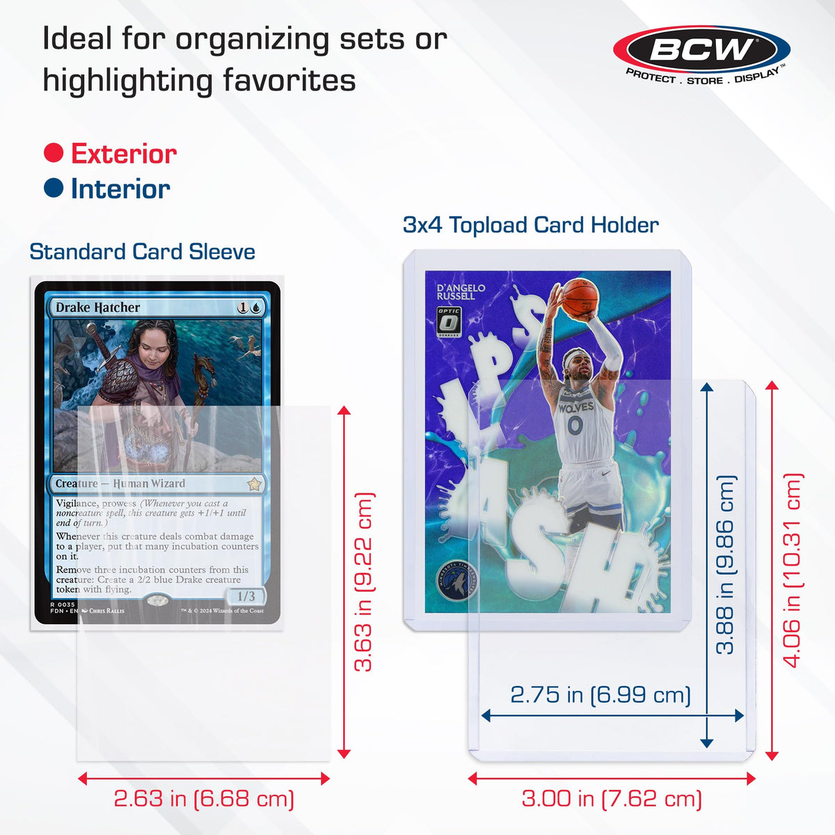 Rigid PVC top loaders guard baseball cards against bending and wear.