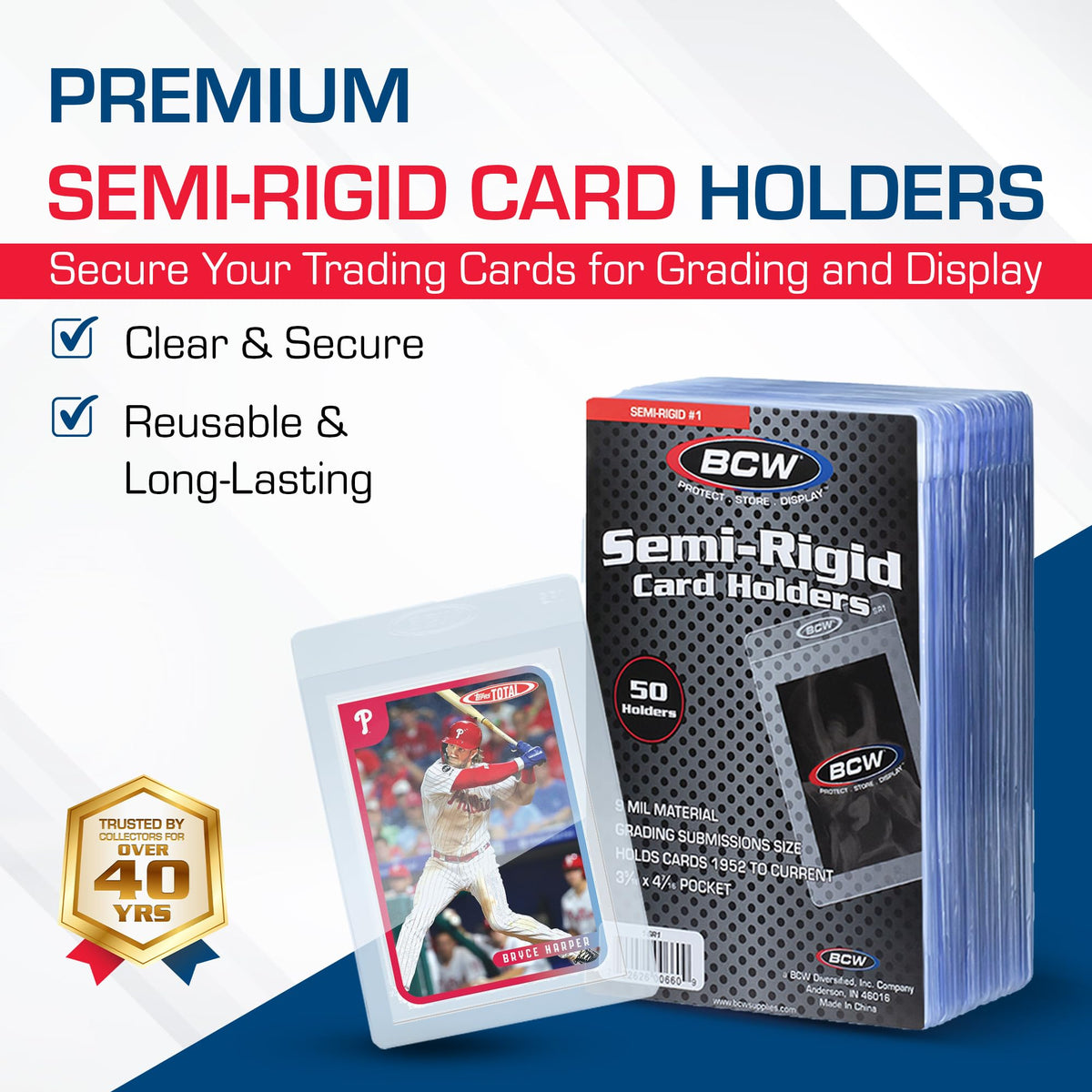 BCW card holder edge protection close-up demonstrates durable frame and control.