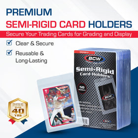 BCW card holder edge protection close-up demonstrates durable frame and control.