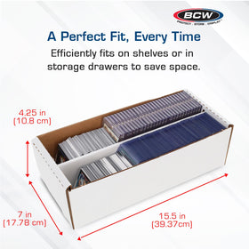 BCW Shoe Storage Card Box outer dimensions optimize space while protecting cards.