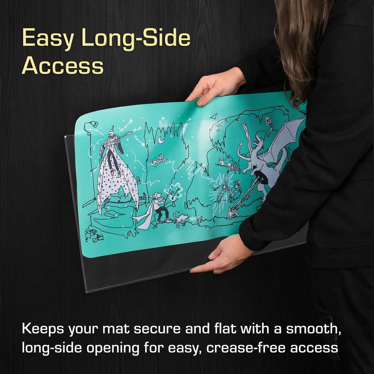 BCW Spectrum display-ready design keeps mats dust-free during events.