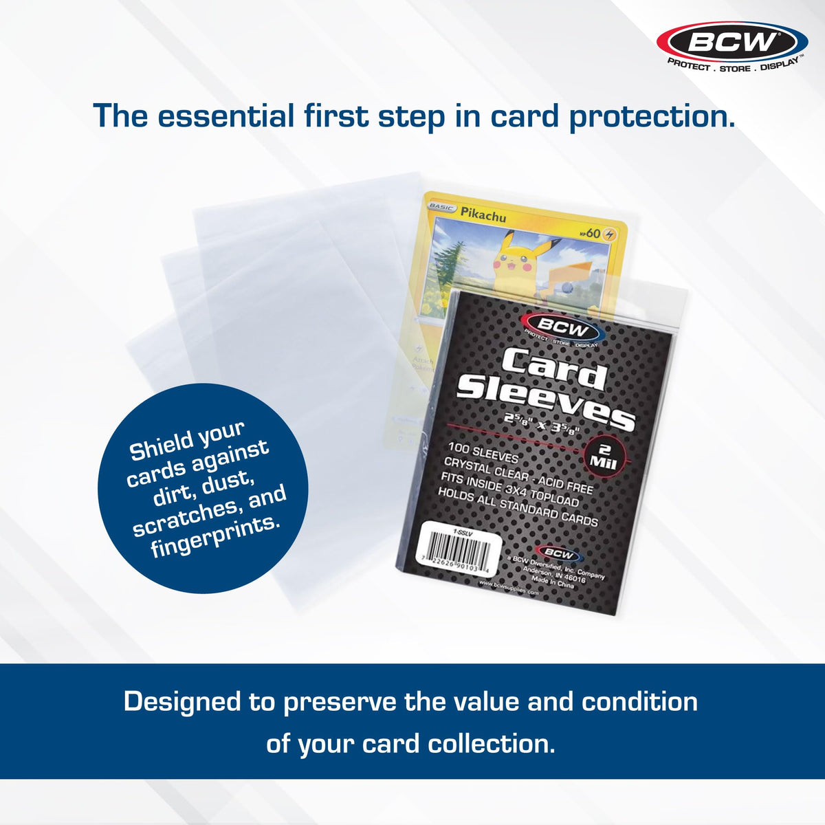 BCW Standard Card Sleeves 2-5/8 x 3-5/8 protect basketball cards with crystal clarity.
