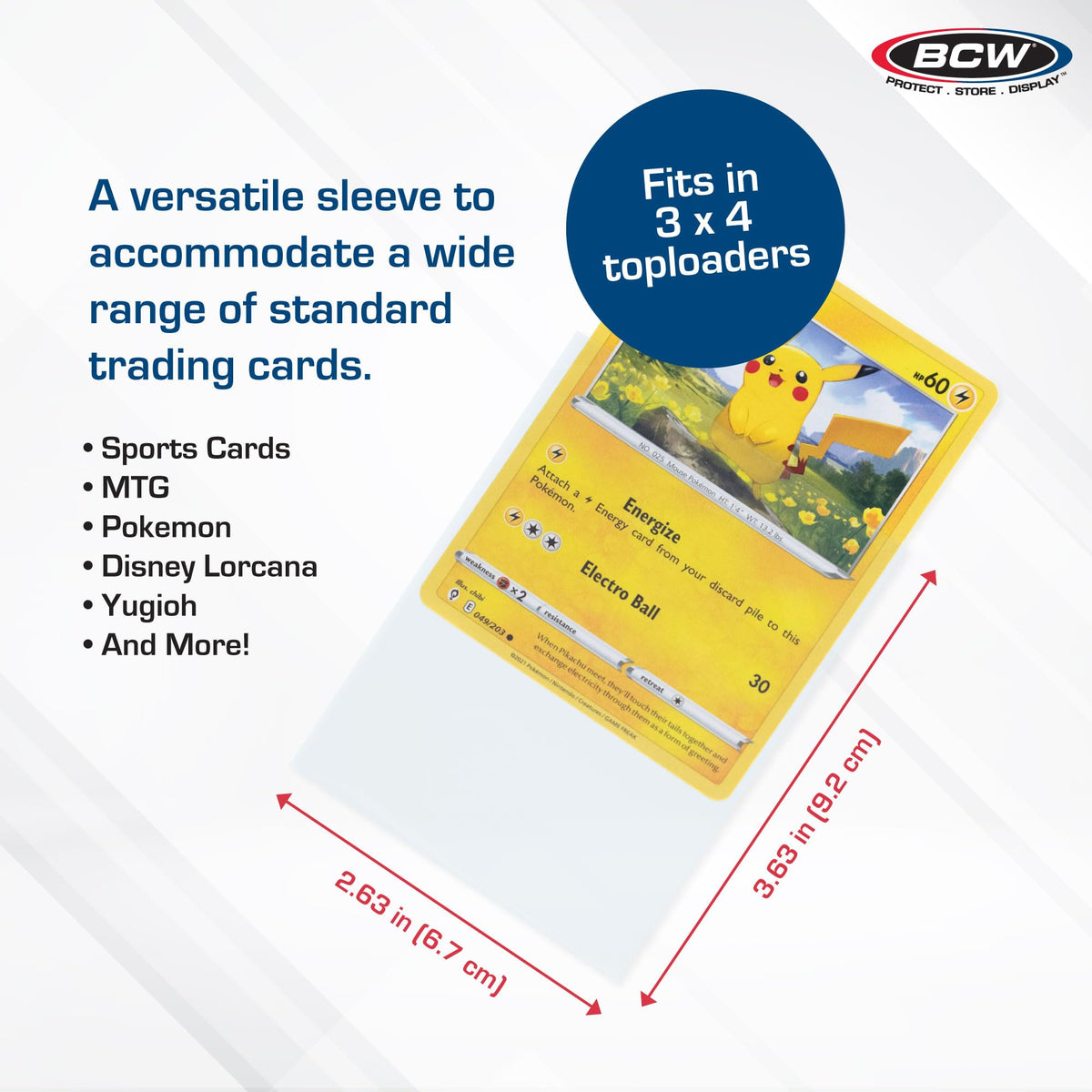 BCW Standard Card Sleeves 2-5/8 x 3-5/8 protect football cards with crystal clarity.
