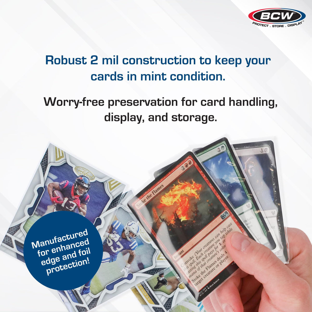 BCW Standard Card Sleeves 2-5/8 x 3-5/8 protect hockey cards with crystal clarity.