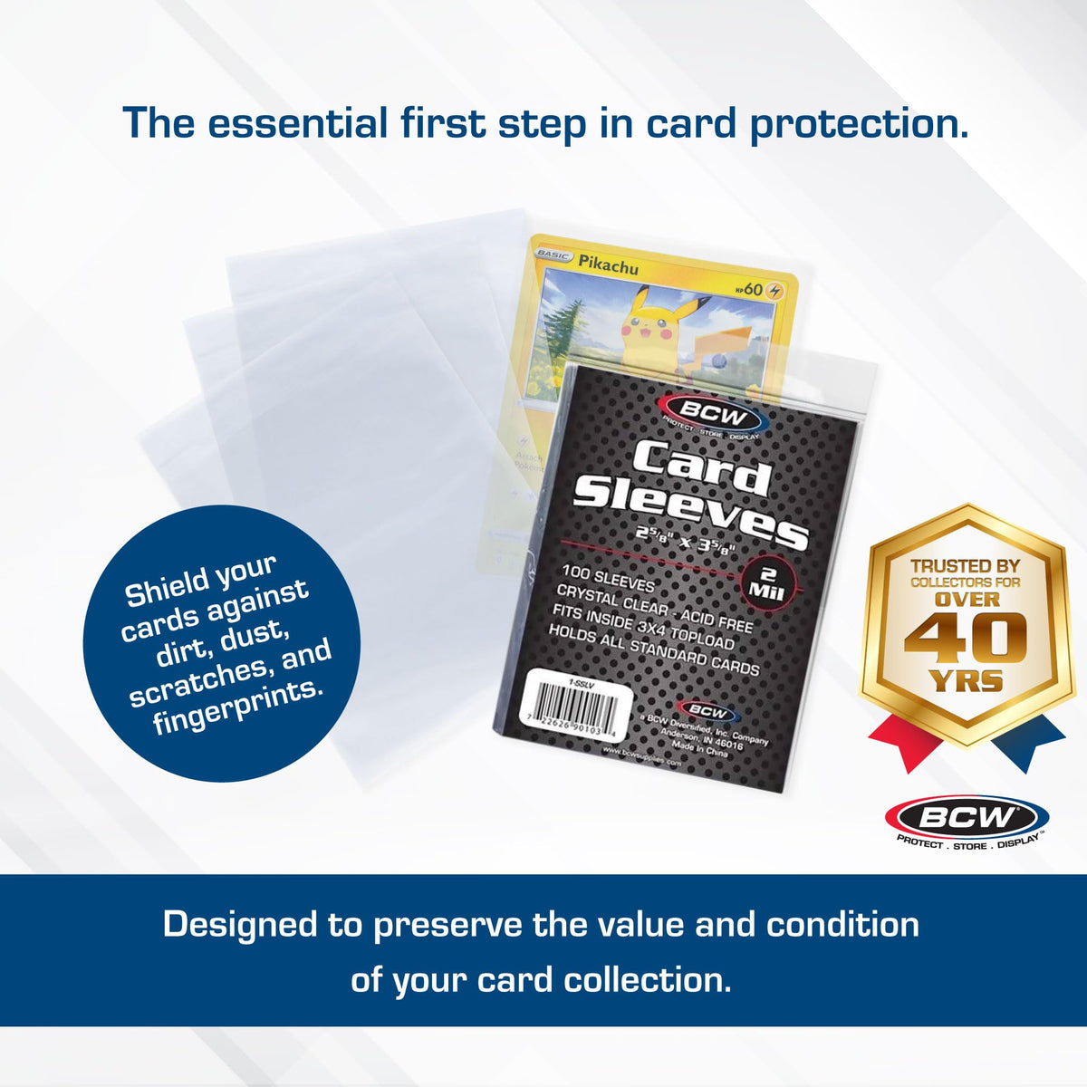 BCW penny sleeves acid-free for long-term card storage and protection.