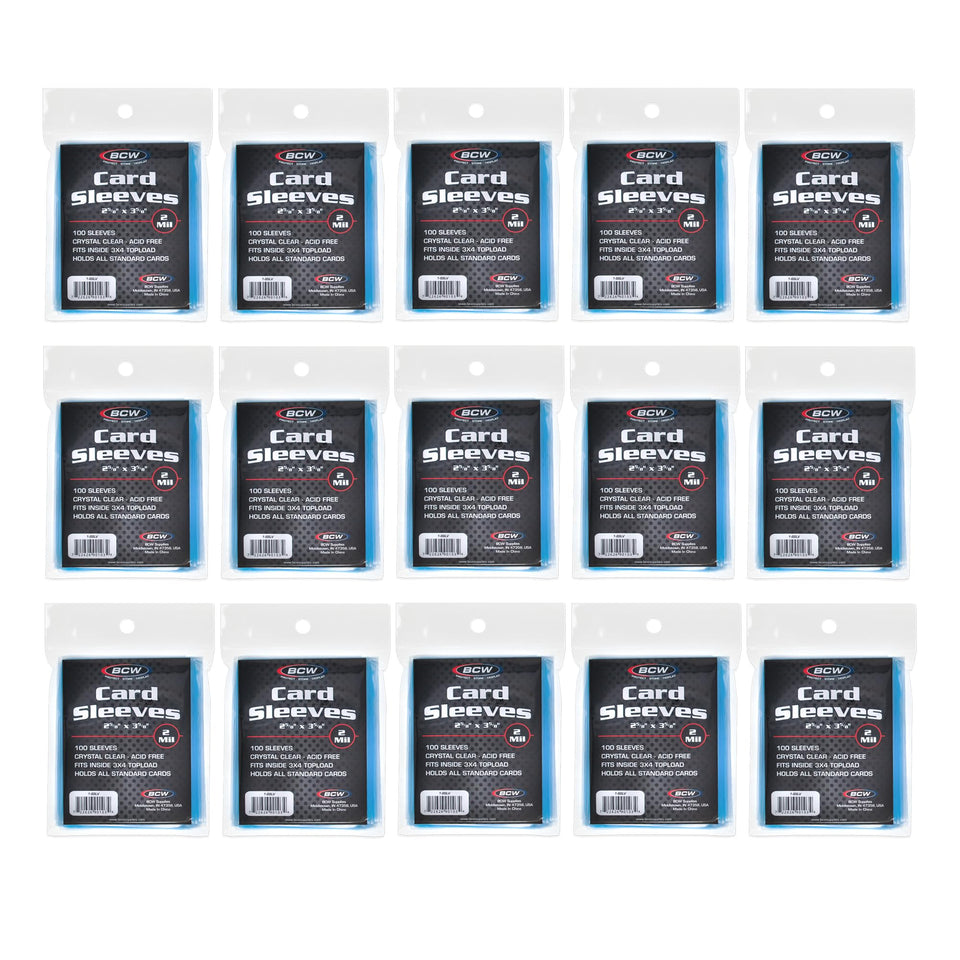 BCW standard penny sleeves offer crystal-clear visibility for 2-5/8in x 3-5/8in cards.