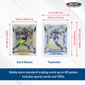 BCW standard-size sleeves fit 2.5x3.5 cards for storage