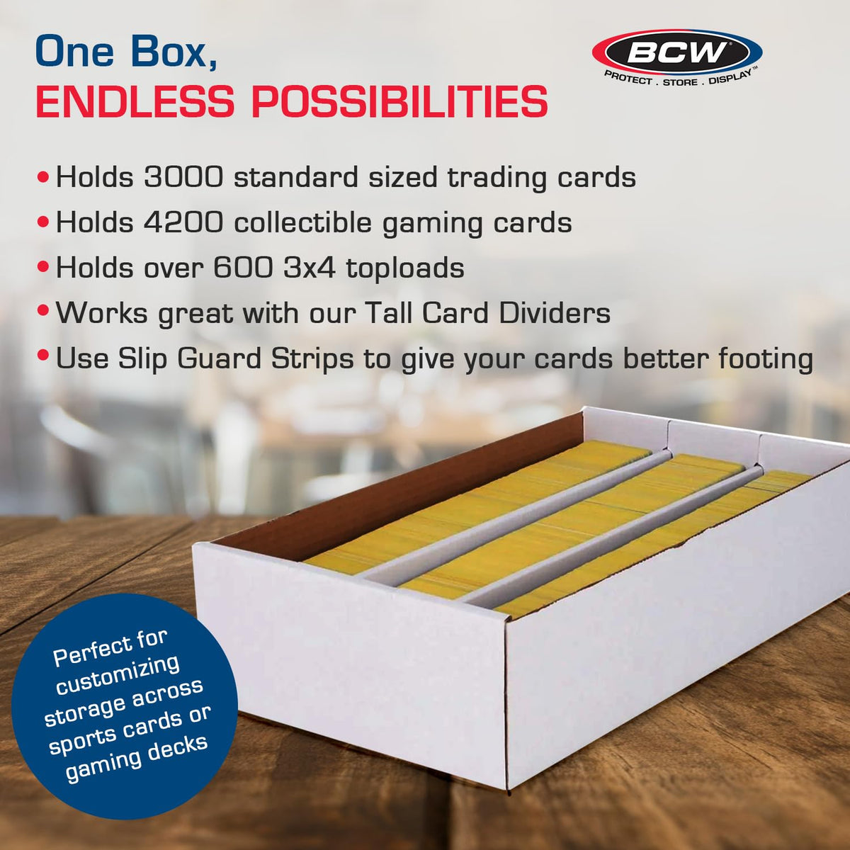 BCW Super Shoe Storage Box capacity 600 toploaders protects fragile cards.