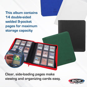 Holds up to 252 standard 3x4 toploaders for large card collections.