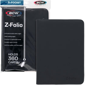 BCW Top Loader Binder with black leatherette cover keeps cards protected and organized.