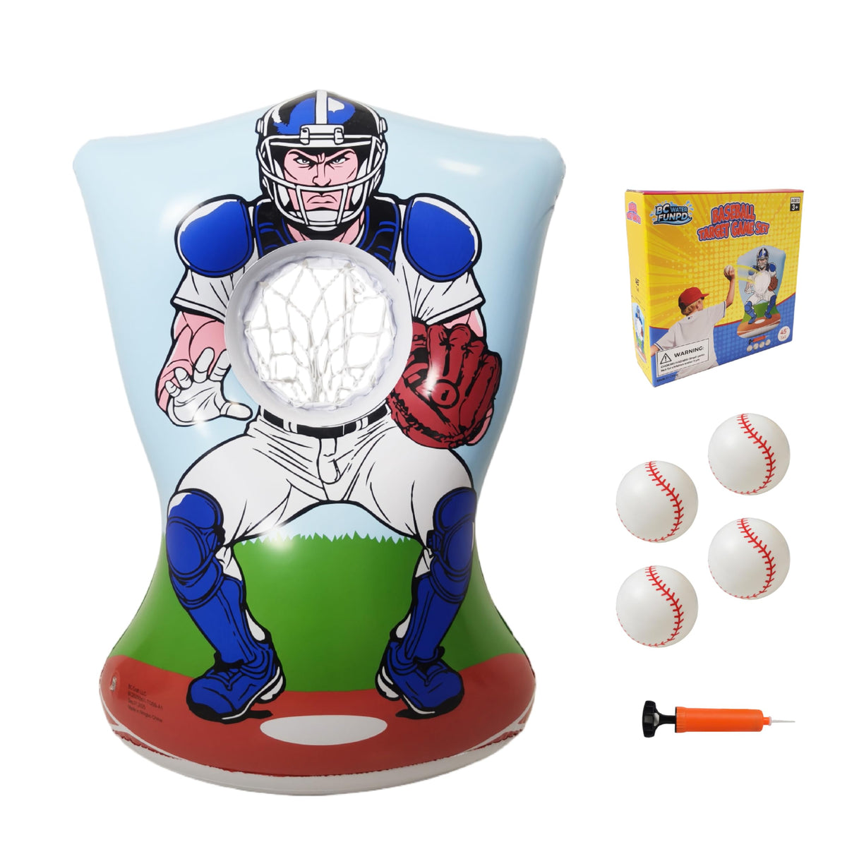 BCWATERFUNPD inflatable baseball target for kids, indoor and outdoor practice.