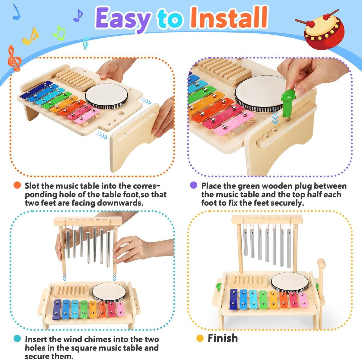BCY hohipi drum invites hands-on percussion, supporting hand-eye coordination in toddlers