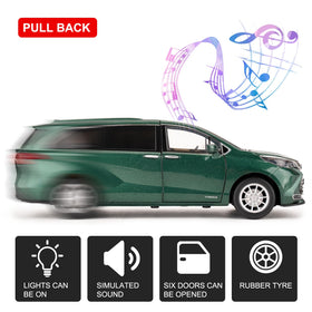 BDTCTK 1:24 Sienna MPV open doors in green, reveals interior detail.