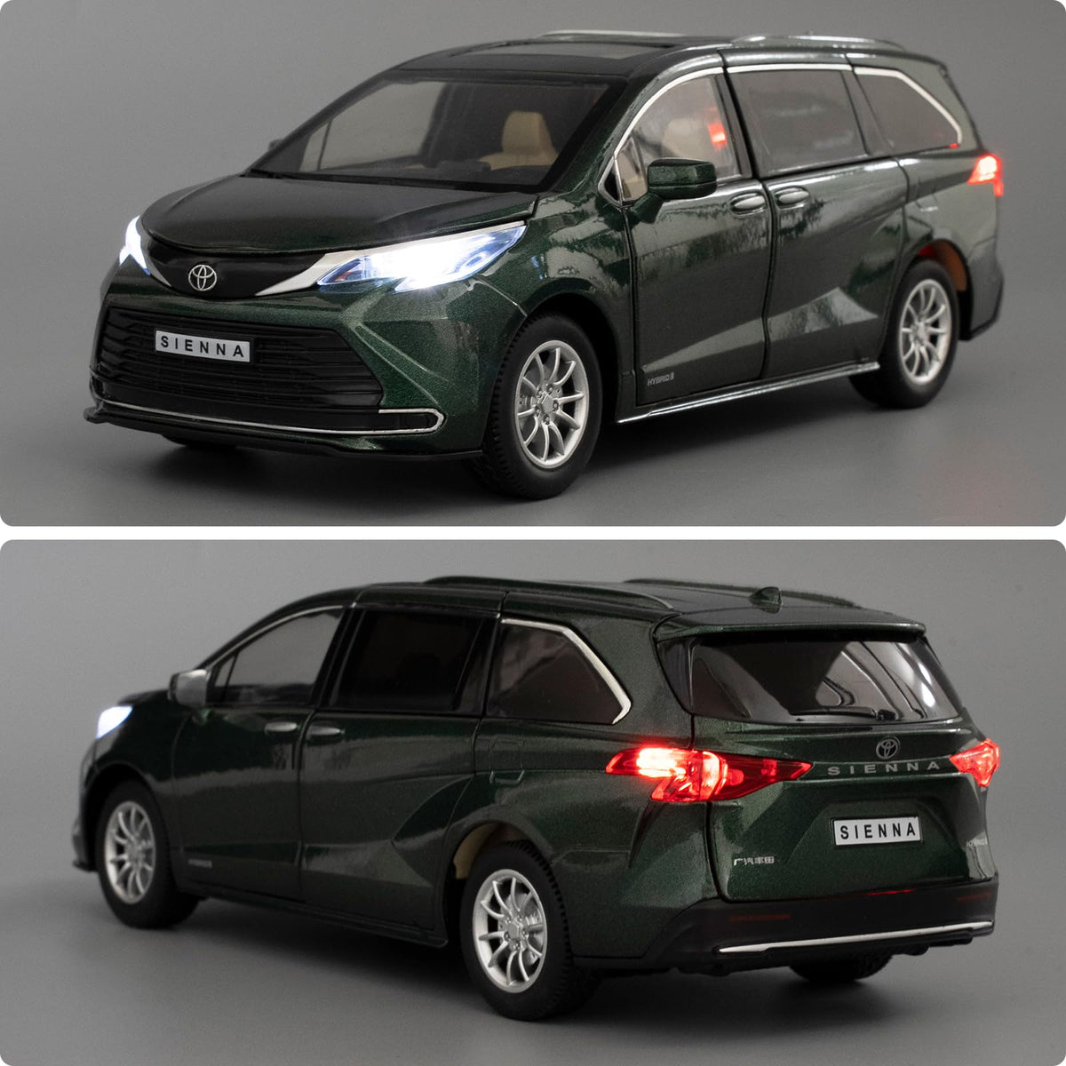 BDTCTK 1:24 Sienna MPV pull-back action in green, quick interactive play.