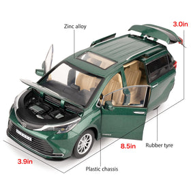 BDTCTK 1:24 Sienna MPV green side view, balanced and collectible.