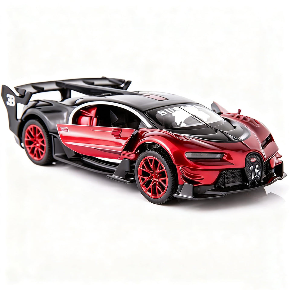 BDTCTK Bugatti Vision GT 1/32 front view highlighting authentic die cast finish.