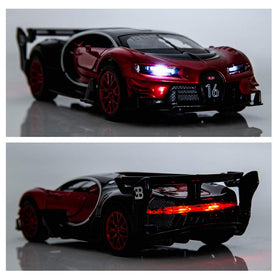 BDTCTK Bugatti Vision GT 1/32 open door feature reveals detailed interior and functional doors.