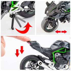 BDTCTK Ninja H2R diecast top view emphasizing paint finish and cockpit look