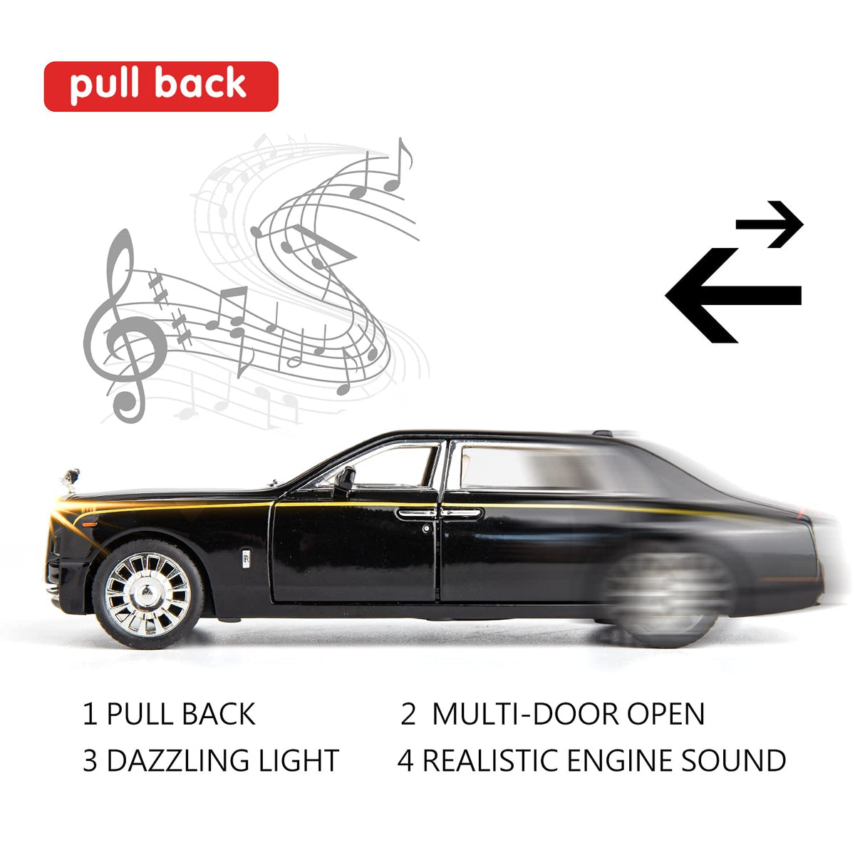 BDTCTK Rolls-Royce Phantom 1/32 side profile reveals elegant proportions and authentic finish