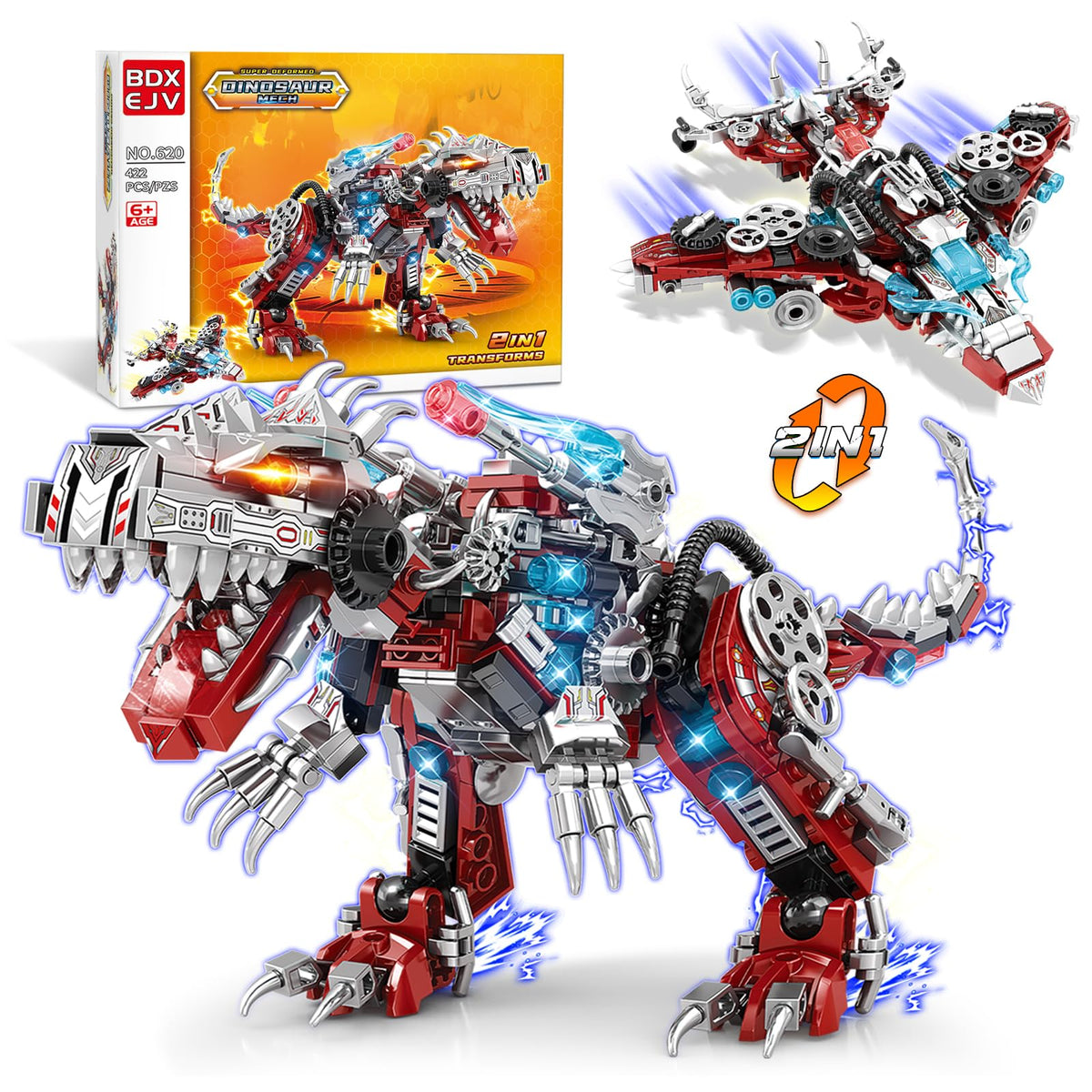 BDXEJV STEM 2-in-1 dino-mech promotes imaginative play and fine motor skills