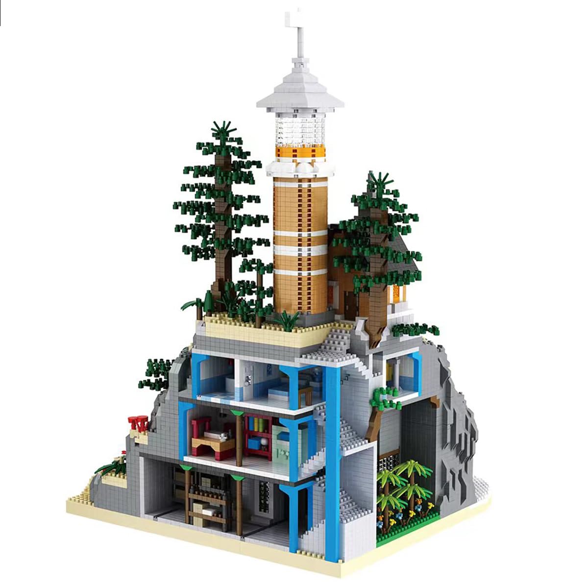 BDYDT Architecture Island Cave Lighthouse diorama display option enhances shelf decor.