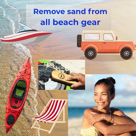Beach Sandy Sand Remover Brush cleaning dog fur after beach walk