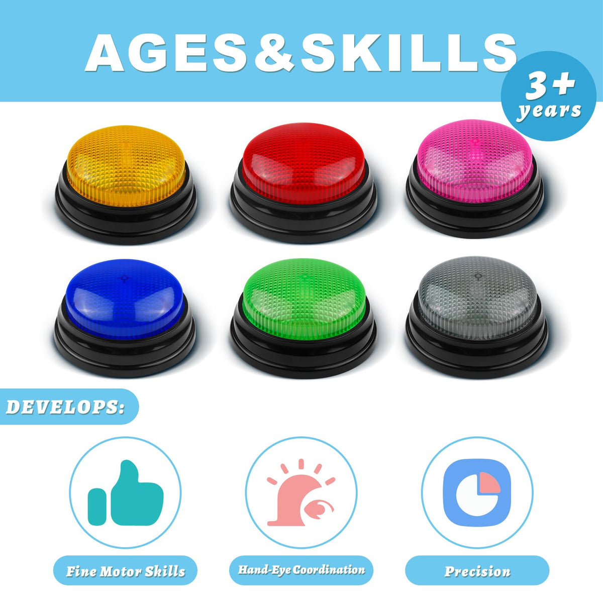 BEAN LIEVE buzzers with pink button in a tote-ready setup for classrooms and parties.