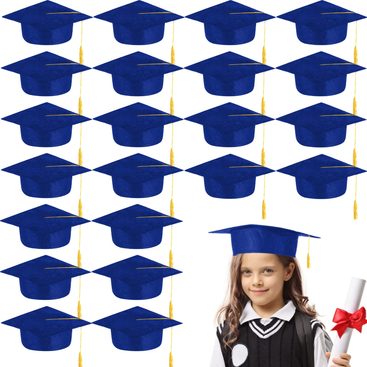 BeapTcely blue grad cap with square top for preschool photos