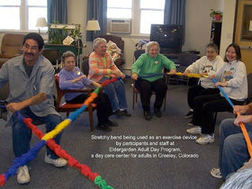 Bear Paw Creek Stretchy Band used for shapes and boundary activities in learning spaces.