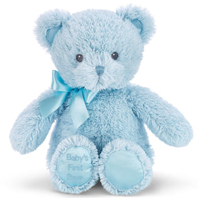Bearington Blue Teddy Bear 12-inch plush ready for baby's first cuddle.