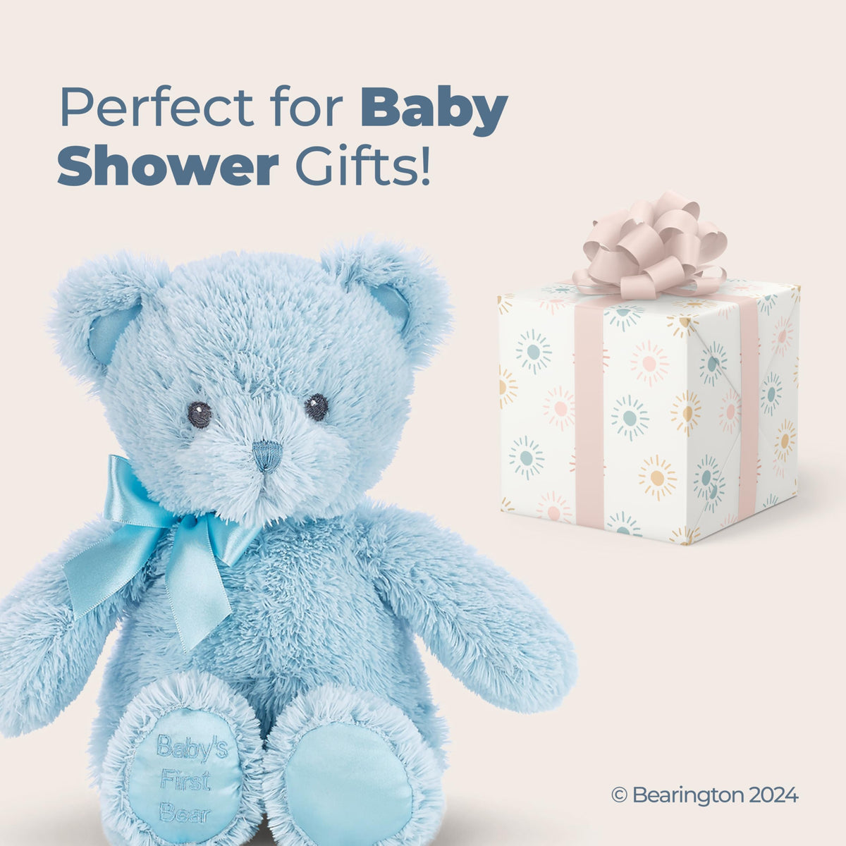 Bearington Blue Teddy Bear nursery-quality plush for lasting memories.