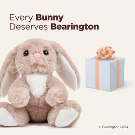 Bearington Boomer gift-ready bunny sitting charmingly for baby showers.