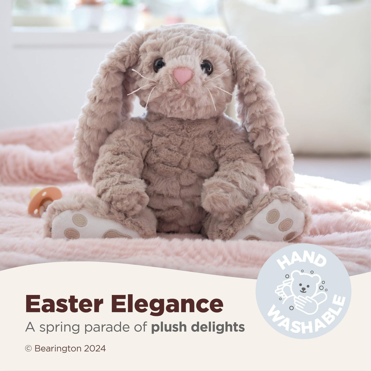 Bearington Bunny plush - taupe and white color close-up for premium look.