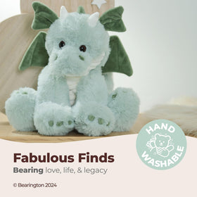 Bearington Burnie plush dragon with velour wings for imaginative play and fantasy.
