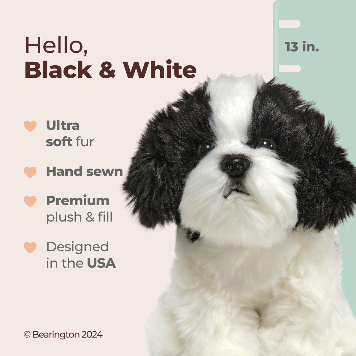 Bearington Butch Shih Tzu plush with floppy body for cuddling