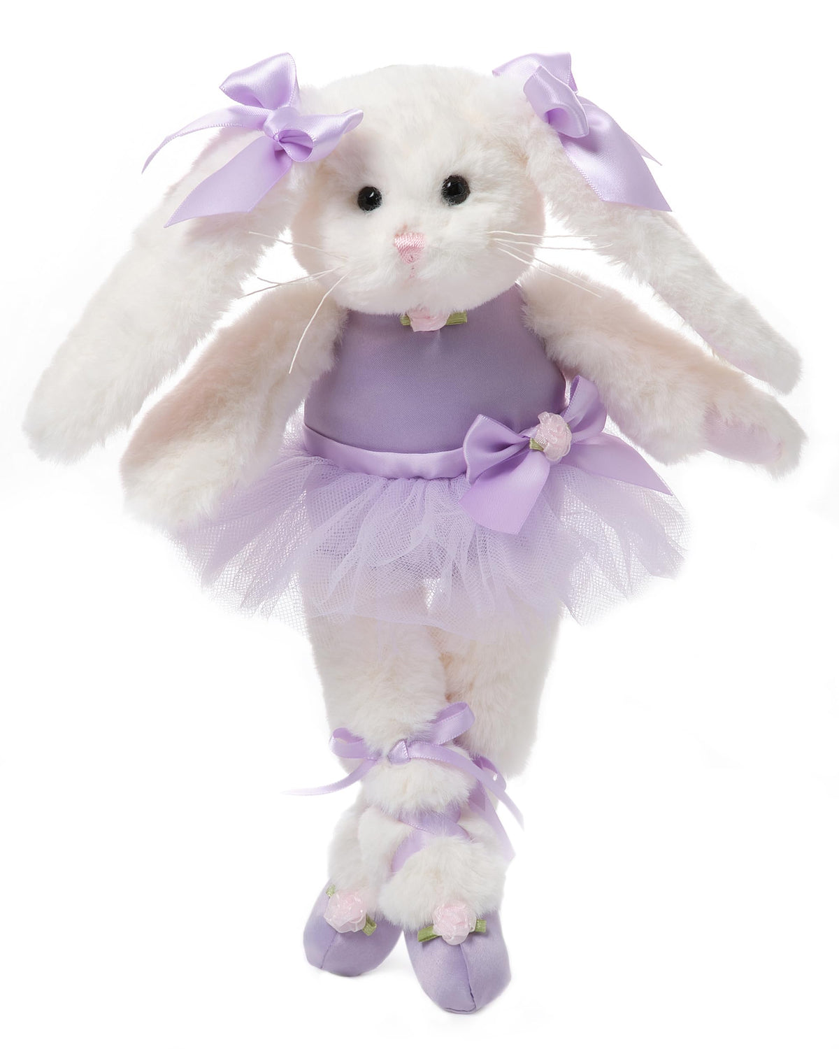 Bearington Collection Ballerina Bunny in a purple tutu ready for imaginative play and recital prep