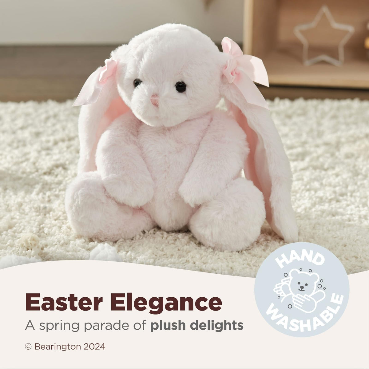 Bearington 14 inch bunny long ears close up for an adorable Easter look