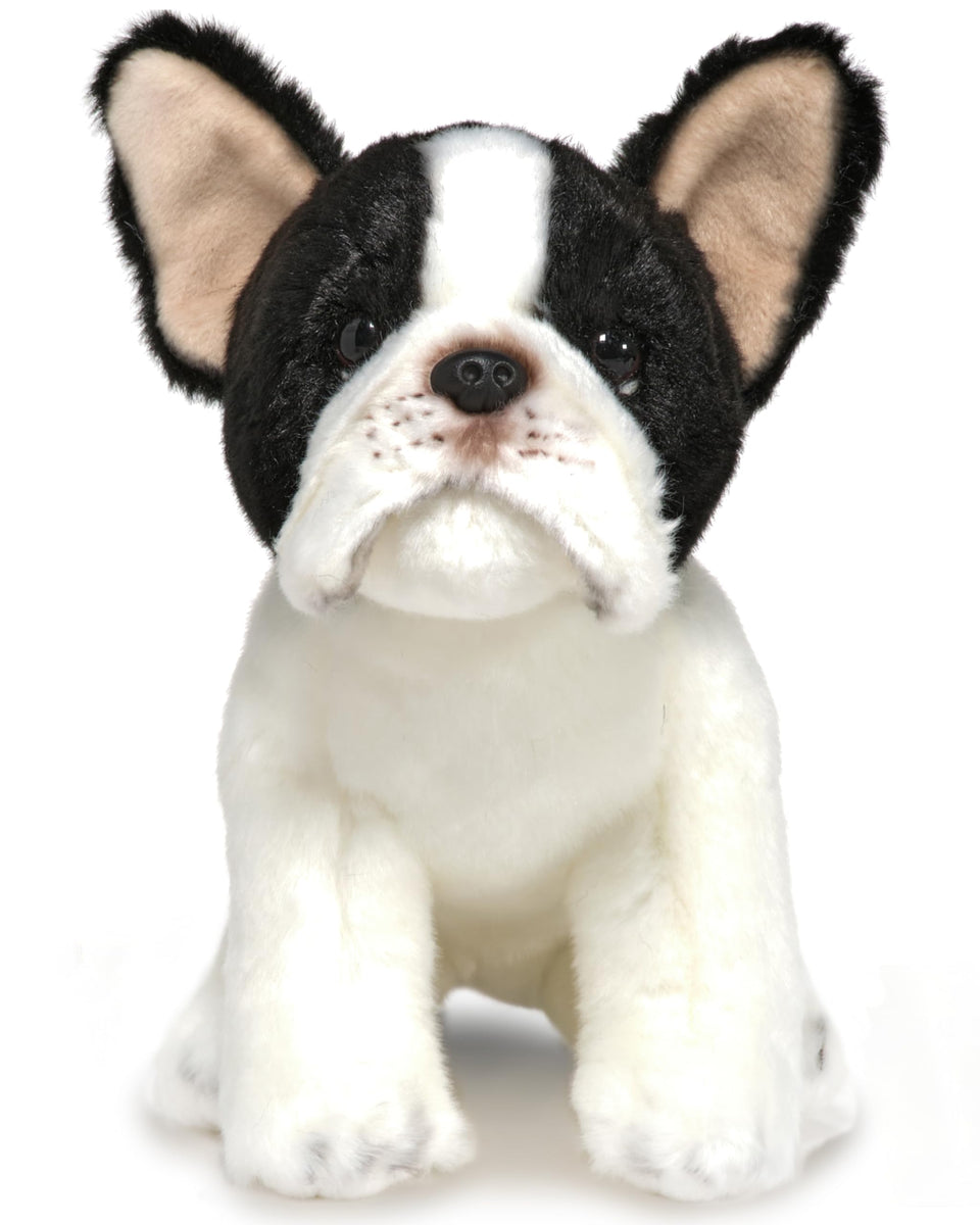 Bearington Collection Oliver the French Bulldog plush front view, ultra-soft fur for cuddles