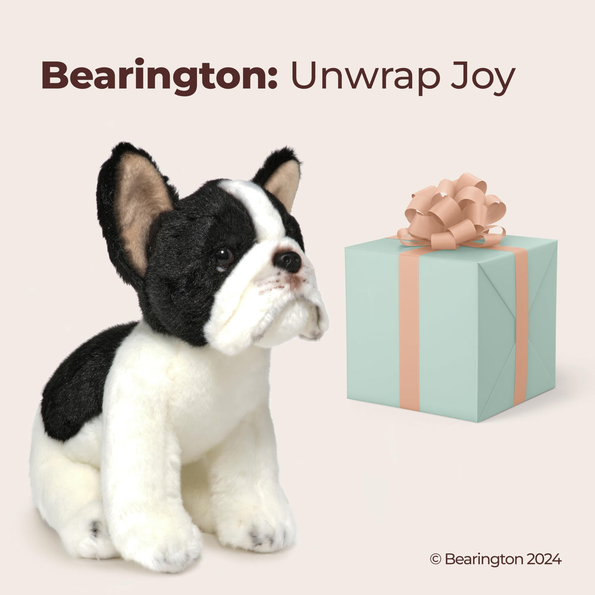 Bearington Collection Oliver the French Bulldog plush with tag, ready for gifting